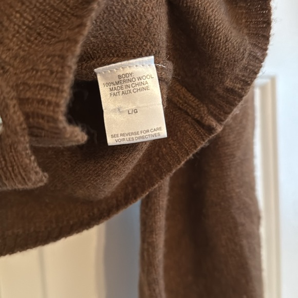 Cami NYC Maya Cardigan Merino Wool in Cream Taupe and Brown - Picture 7 of 10